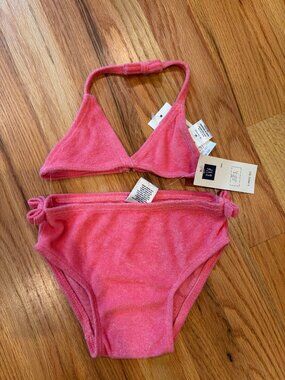 Vintage Baby Gap Pink Terry Cloth Bikini Swimsuit NWT 18-24M